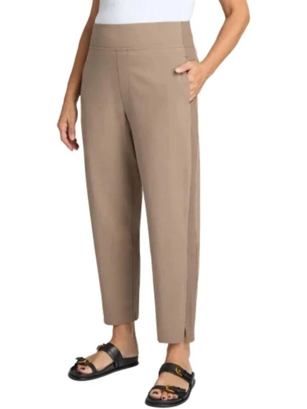 NWT Kirkland Signature Women's L Ankle Pants Pull on Rib panel  C0452